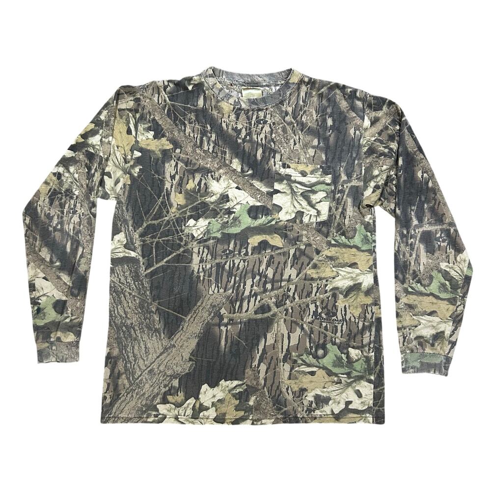Vintage Y2K Mossy Oak Break Up Camo Long Sleeve Pocket T-Shirt Mens Medium